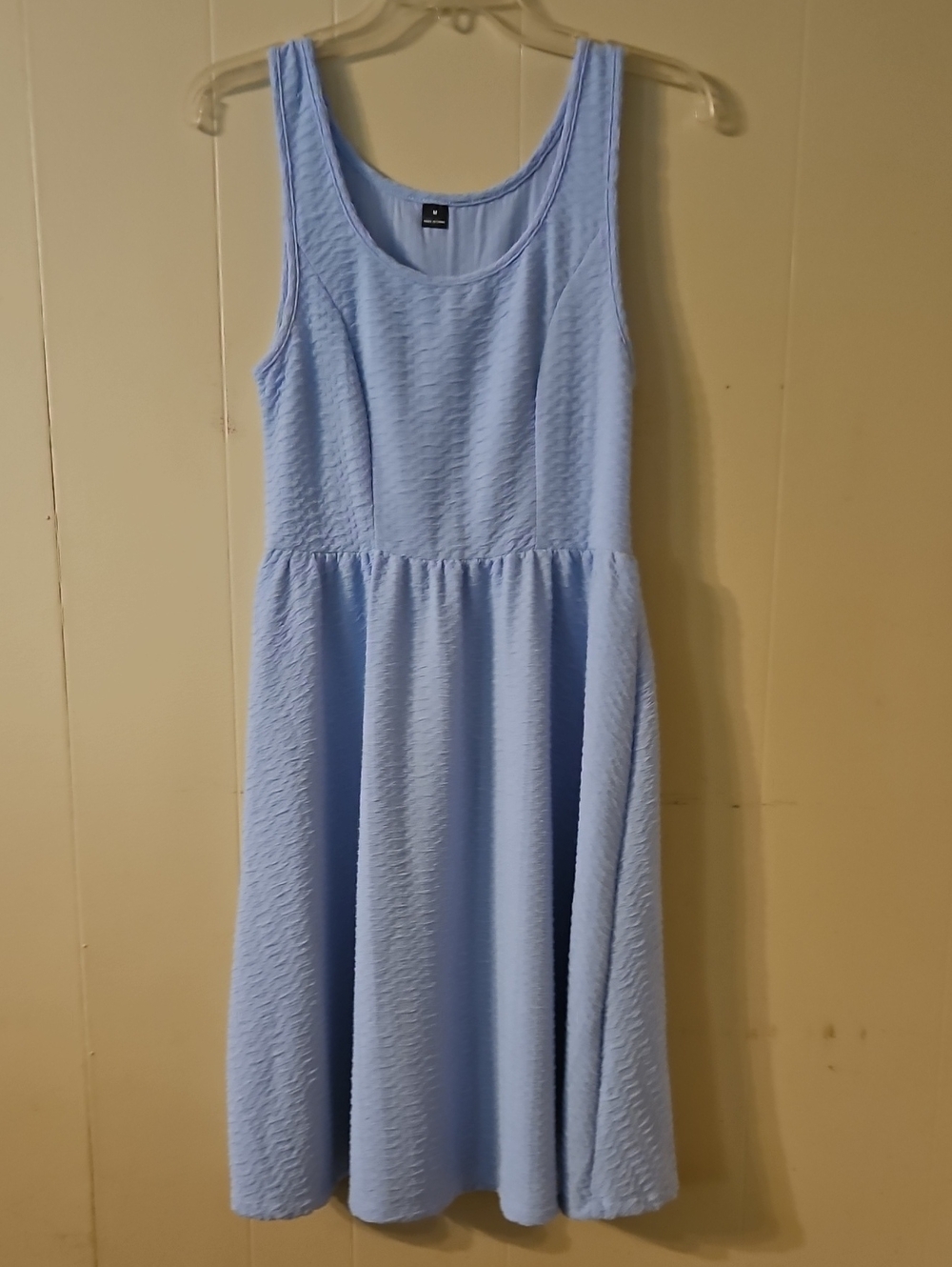 Light Blue Sleeveless Textured Dress